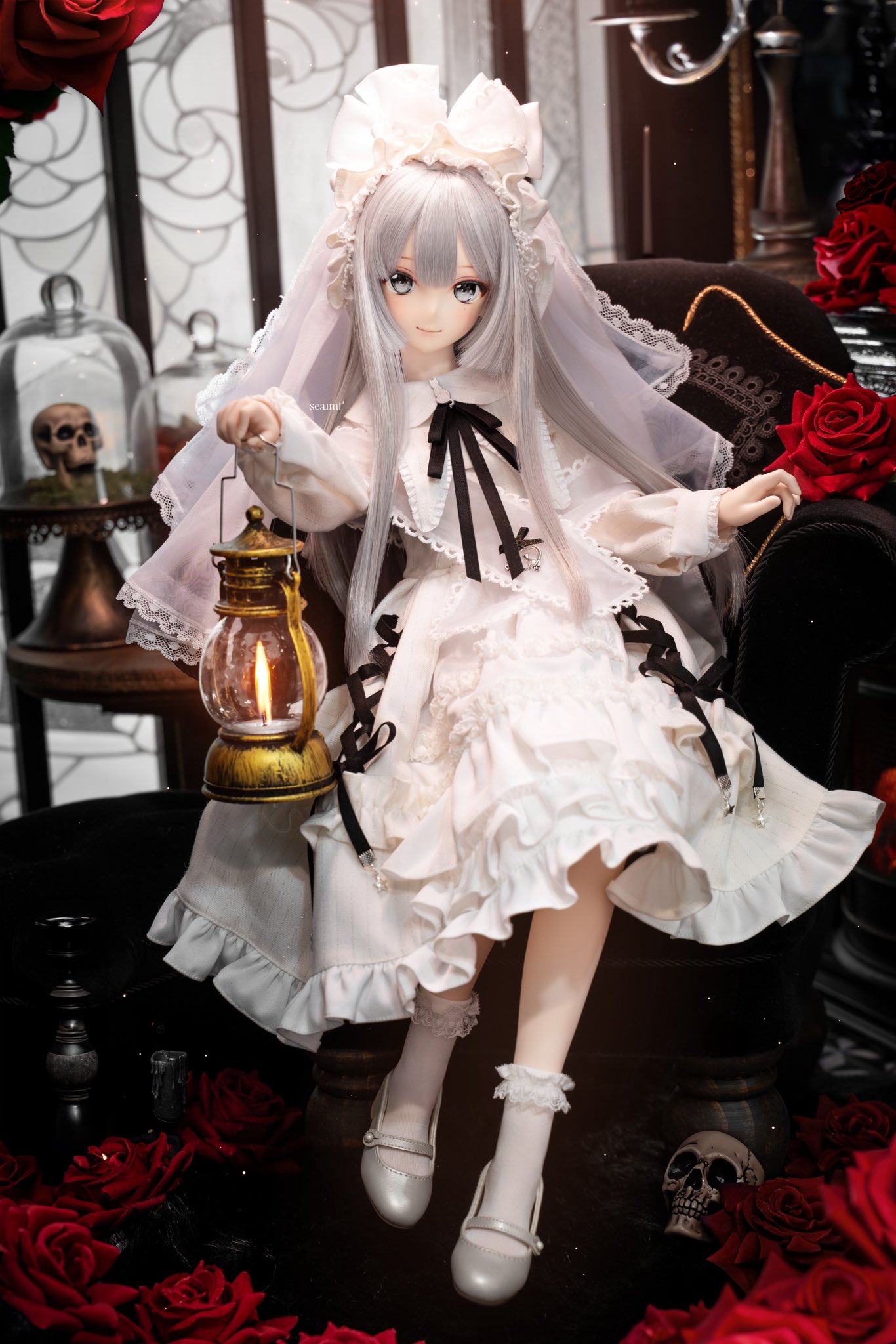 ディーラー様カーテンエプロンメイド服浅葱×ピンク CALULUさま MDD用
