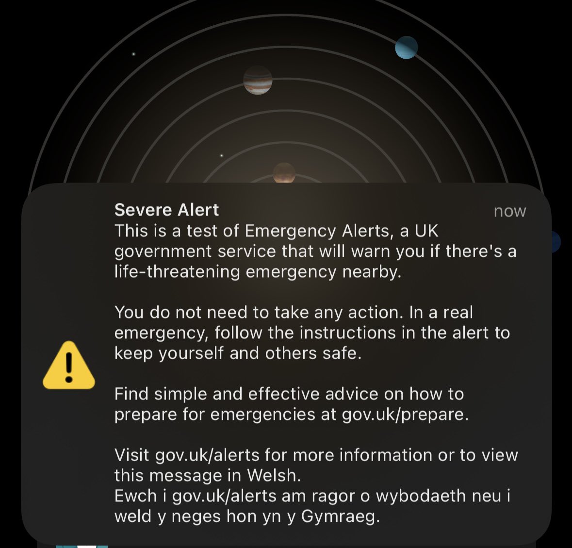 Screenshot of #emergencyalert UK emergency alert 🚨 today at 3pm