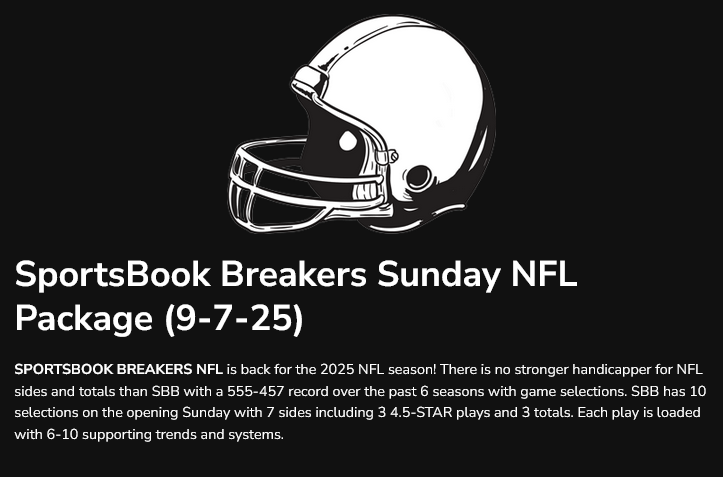 It was a solid 8-6 Saturday, easily winning the top play on #Troy. 

We're now back for the start of #NFL season with a loaded Sunday with 10 plays, 7 sides including 3 4.5-STARS and 3 totals. 

Get today's selections for $49
sportsbookbreakers.com/p/sportsbook-b…

Or grab a season-long NFL