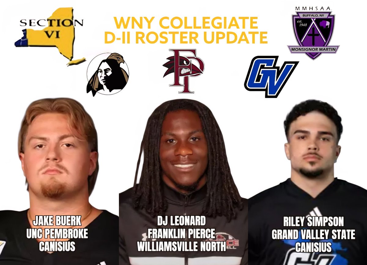 Welcome to WNY Collegiate <a href="/BuerkJake/">Jake Buerk</a> <a href="/DJLeonard00/">DJ Leonard</a> <a href="/rcsimpson15/">Riley Simpson</a> and thank you to our readers for their active participation! For more on WNY Collegiate, please visit vipsanius.com/wny-collegiate 🏈