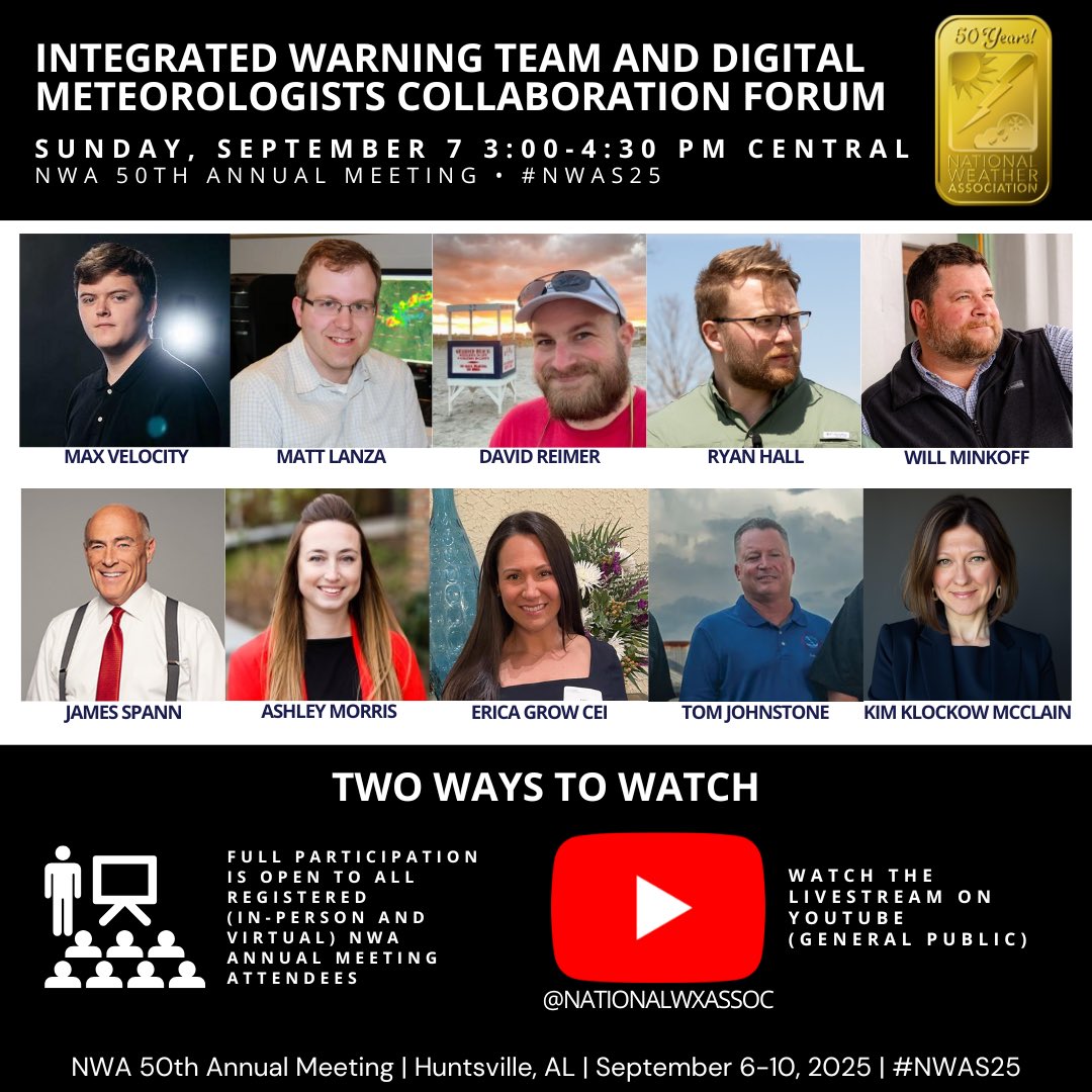 spann's tweet photo. This session at the National Weather Association annual meeting in Huntsville today will be streamed live on the WeatherBrains YouTube channel. I expect a very interesting and lively discussion… watch it here at 3p CT 

https://t.co/nKhvqgZIQF https://t.co/mUAyMzjjt8