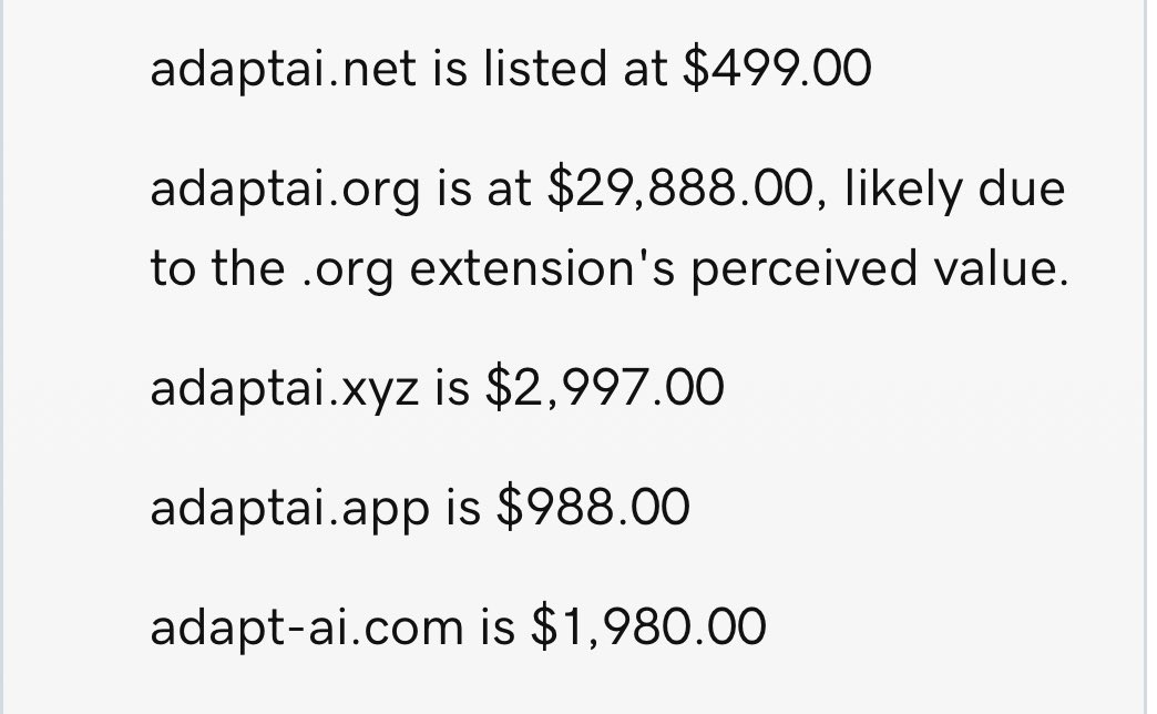 SpeederT63207's tweet photo. https://t.co/ulyKwUkA1k Will be a best domain if you are looking at cheap price to adapt to ai in this world … never miss it to buy . Only one winner will be luckier #adaptai #adapt #ai #gpt #domain #domainforsale
Know this before you buy
https://t.co/ovaarTDqUz sold price https://t.co/eyo8GzlOSm