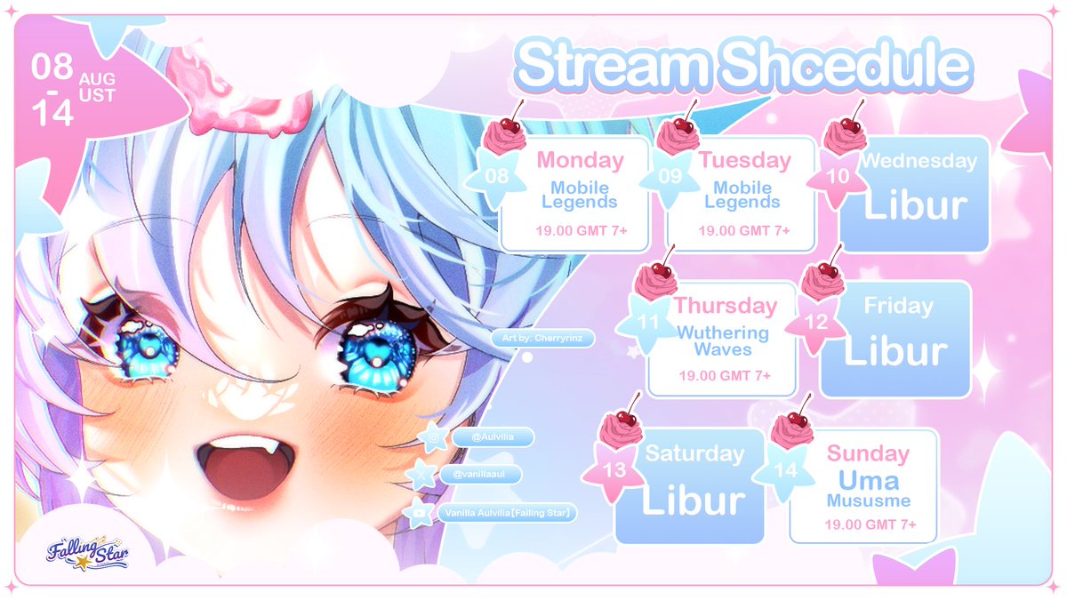 🍦🦄 THIS WEEK SCHEDULE 🍦🦄
Inilah rencana petualangan mimpi kita minggu ini! ☁₊˚⊹ ᰔ
#vanirealm #kudanels #dreamscapevanilla