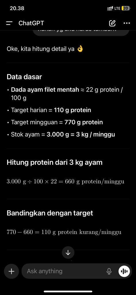 Ichlbos's tweet photo. Lagi tanya GPT buat meal prep yg bener https://t.co/4C1172kgtV