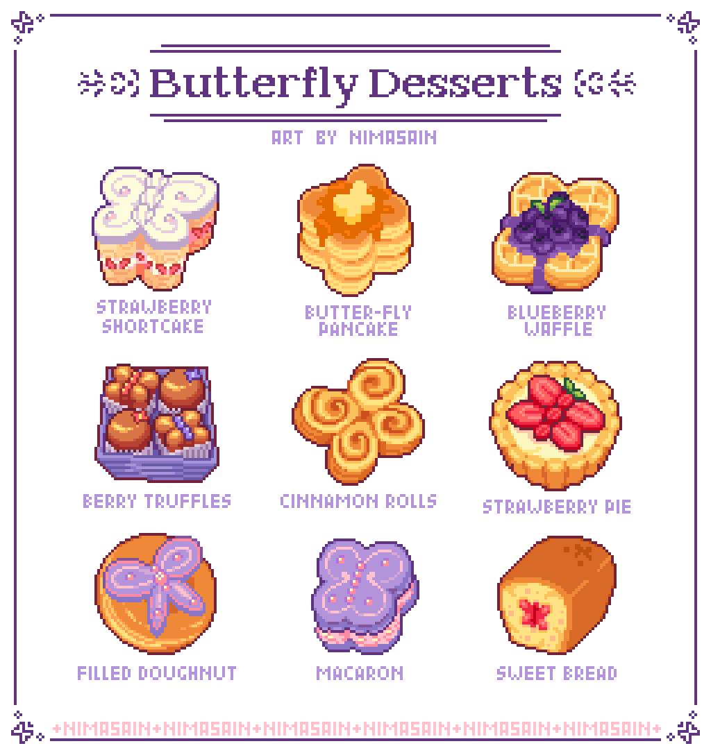 The butterfly desserts redraw are finally done ~

Which one is your favorite?🦋🧈