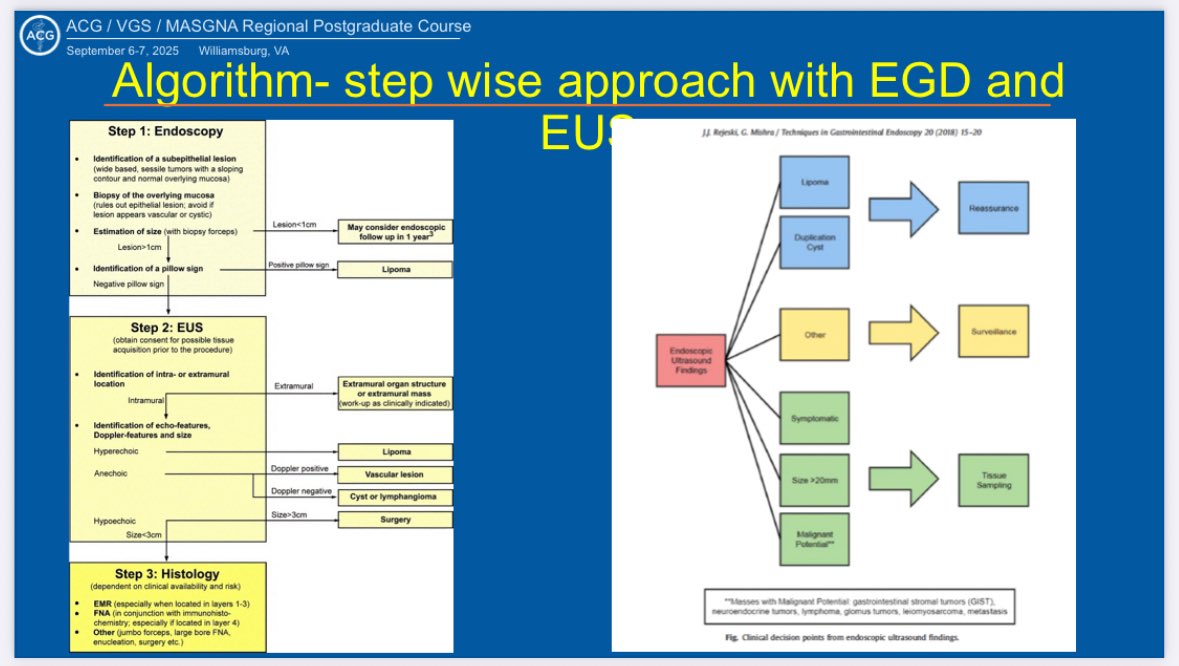 Virginia Gastroenterological Society (@virginiagastro) on Twitter photo Lumps and Bumps: When Does It Matter? | Dr. Girish Mishra <a href="/wakehealthnews/">Wake Forest Baptist</a>
▶️ Only lesion that should NOT be bx’d is varix 🛑
▶️ Subepithelial, not submucosal 🛌
▶️ Only hyperechoic lesion in submucosa is a lipoma ☀️
▶️ ‘Popcorn’ EUS in pancreatic rest 🍿
🥁 #Williamsburg Lumps and Bumps: When Does It Matter? | Dr. Girish Mishra <a href="/wakehealthnews/">Wake Forest Baptist</a>
▶️ Only lesion that should NOT be bx’d is varix 🛑
▶️ Subepithelial, not submucosal 🛌
▶️ Only hyperechoic lesion in submucosa is a lipoma ☀️
▶️ ‘Popcorn’ EUS in pancreatic rest 🍿
🥁 #Williamsburg