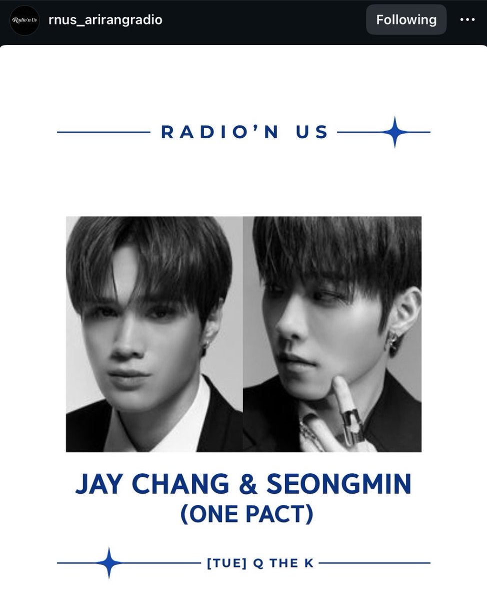 SunlightFreddie's tweet image. [📢] ONE PACT’s Jay and Seongmin 
will be on Radio’n Us 'Q the K' segment
Tuesday 9/9 at 9PM KST in 2 days!

[🔗] Stream Links
1 youtube.com/live/P1fX2GGdV…

#ONEPACT #원팩트
#JAYCHANG #제이창 #SEONGMIN #성민