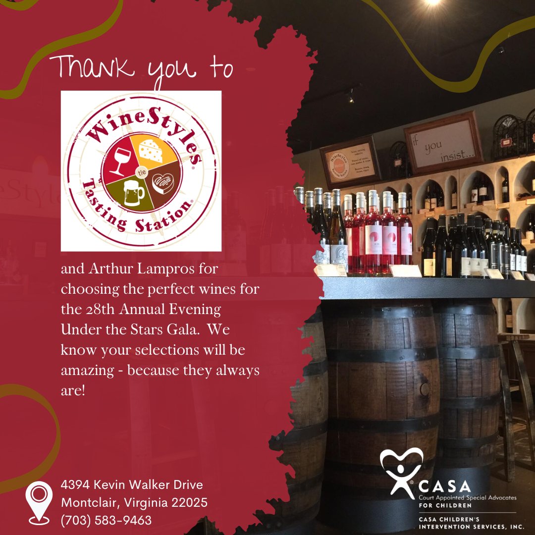 CASACIS_4Kids's tweet photo. A heartfelt thank you to Arthur Lampros and Winestyles Montclair for curating the perfect wines for tomorrow’s gala at Westfields Marriott. Your expertise and care make the evening even more special! 🍷✨ https://t.co/hHXbFk9HUD