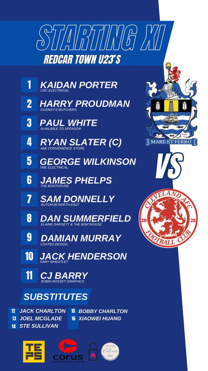 📝 How we lined up yesterday.

Clevo struck first before Sullivan equalised. B. Charlton put us in front off the bench before Murray and a Henderson penalty completed proceedings.