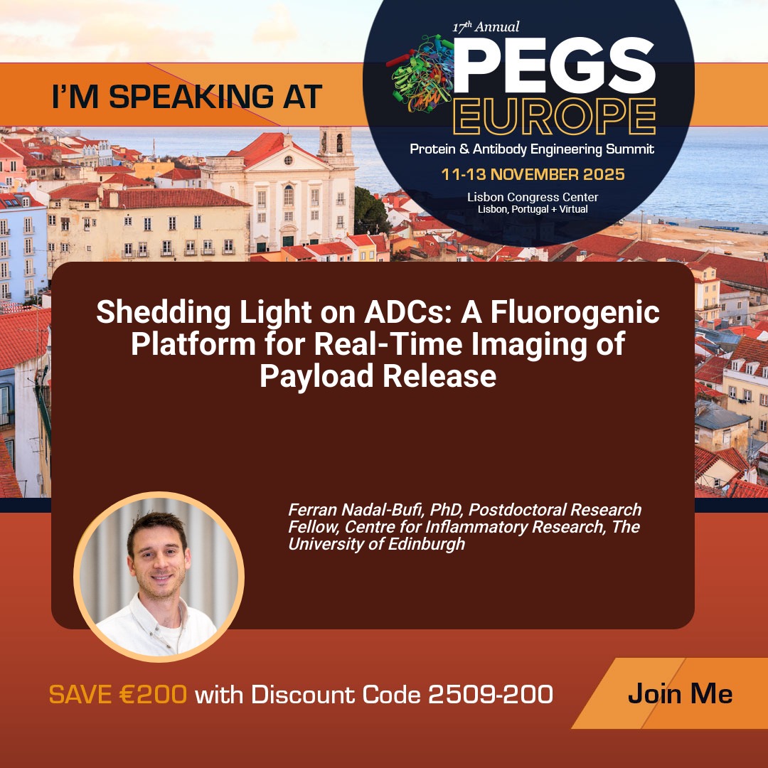 I'm excited to share that I’ll be presenting my work as an invited speaker at PEGS Europe Summit, 11-13 November in Lisbon, Portugal. Looking forward to joining leaders in protein and antibody engineering. Hope to see you there! Learn more pegsummiteurope.com #PEGSEurope