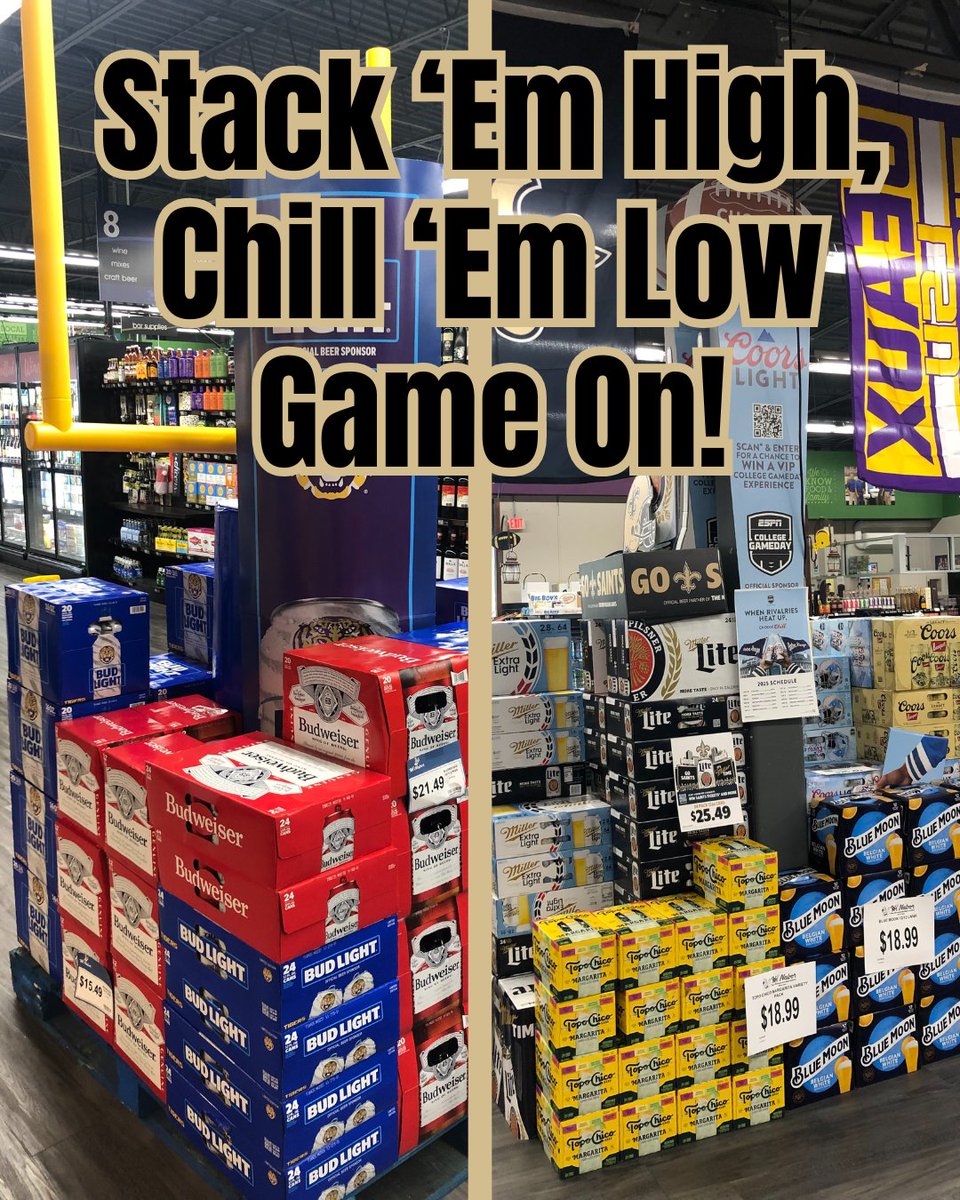 Hi_Nabor's tweet image. 🏈 Stack ‘Em High, Chill ‘Em Low — Game On!
Football season is here and Hi Nabor has all your game day beer favorites 🍺 Bud Light, Coors, Blue Moon, Miller &amp;amp; more — all stacked &amp;amp; priced right!
#HiNabor #TailgateTime #BeerRun #GameDayEats