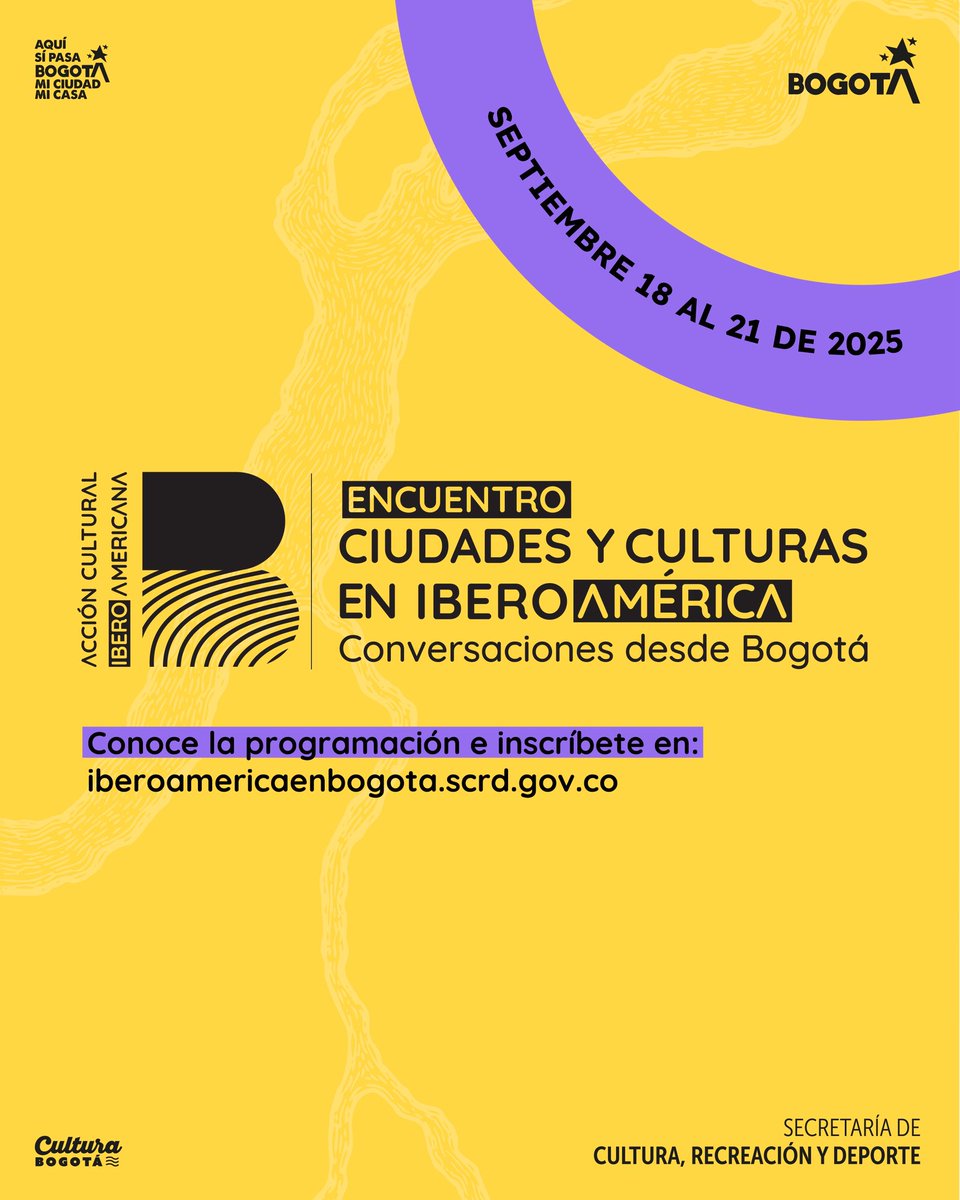 CulturaenBta's tweet image. 🌎✨ En Iberoamérica la cultura está llena de preguntas, diálogos y caminos por recorrer. Hoy queremos saber ¿qué pregunta le harías tú a la cultura en nuestra región? 

Del 18 al 21 de septiembre, el Encuentro Ciudades y Culturas en Iberoamérica: Conversaciones desde Bogotá…