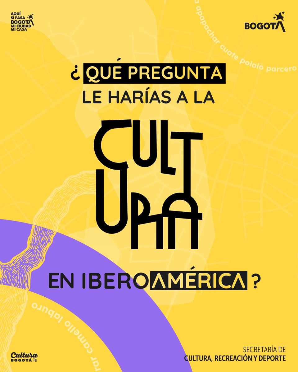 CulturaenBta's tweet image. 🌎✨ En Iberoamérica la cultura está llena de preguntas, diálogos y caminos por recorrer. Hoy queremos saber ¿qué pregunta le harías tú a la cultura en nuestra región? 

Del 18 al 21 de septiembre, el Encuentro Ciudades y Culturas en Iberoamérica: Conversaciones desde Bogotá…
