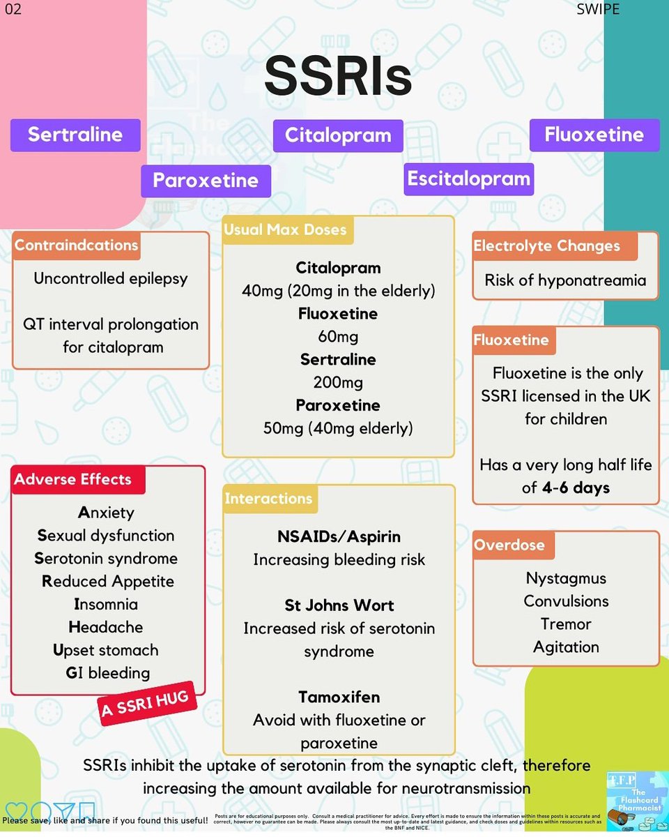 drsthanus's tweet image. A summary of information regarding Selective Serotonin Reuptake Inhibitors (SSRIs):

instagram.com/p/DORWc2cDNXU/