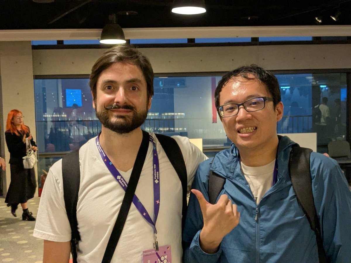 peter279k's tweet photo. Thanks for @PyConTW to have the great conference in 2025!

I am the FastAPI lover for developing many kinds of projects and I glad that I can have the photo with @tiangolo 😀😀! https://t.co/izDFo3fuAX