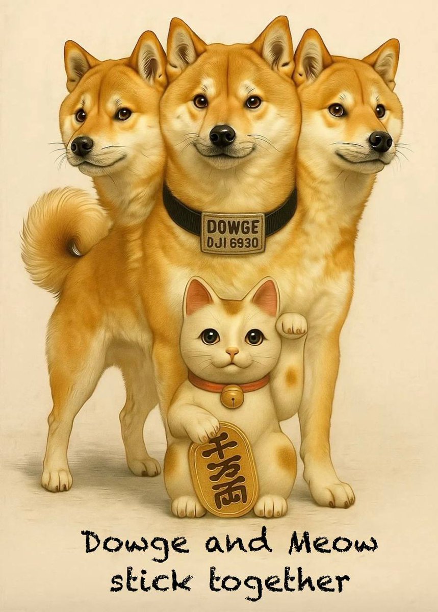 ShelbinJohn's tweet image. 🚀🐱🐶 THE ULTIMATE BULLRUN DUO 🐶🐱🚀

#Kittehcoin $MEOW 🐾 – Not just a cat coin. Its mission? Flip Dogecoin 🐕➡️🐈

#DOWGE $DJI6930 📈 – Not just a dog coin. Its mission? Flip the Dow Jones 💹

👉 One has the mascot to dethrone Doge.
👉 One has the vision to outpace Wall