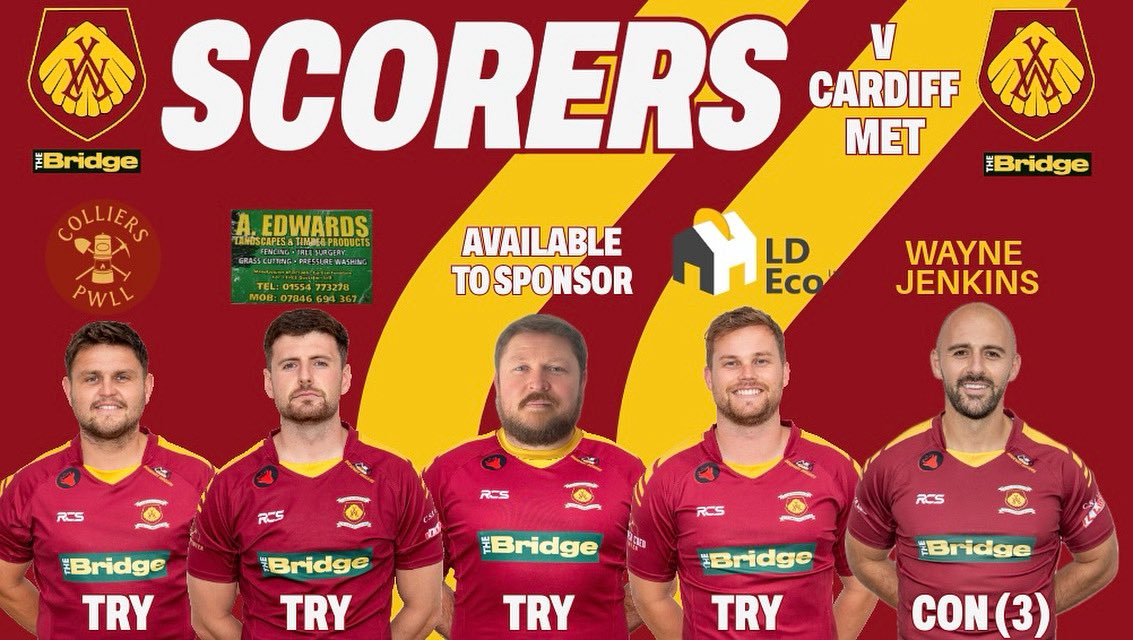 Yesterday’s Scorers v Cardiff Met

Tries: Jonny George, Lewis Jones, Gareth Havard, Owain Davies
Conversions: Nick Gale (3)

#uppawands