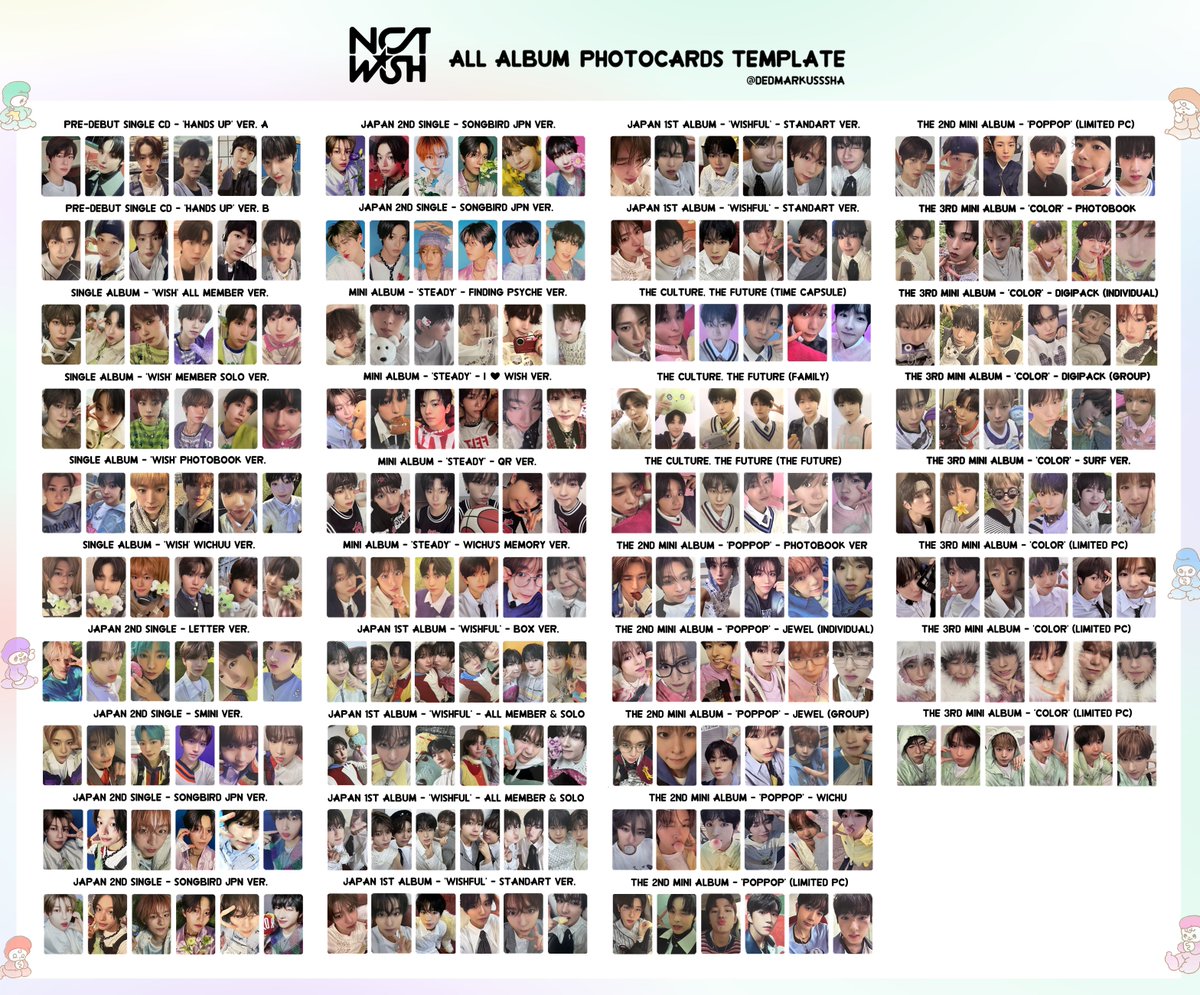NCT WISH ALL ALBUM OT6 PHOTOCARD TEMPLATE with Limited Photocard