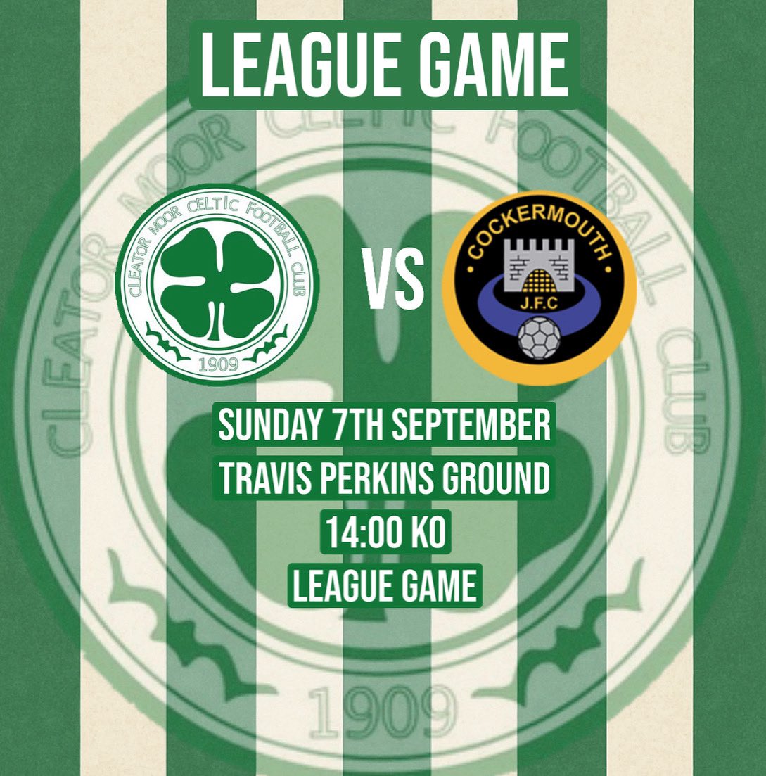 CMCelticFC's tweet image. Our U18s start there season off today at home to Cockermouth. Club will be open from 12, your support will be greatly appreciated by the lads💚