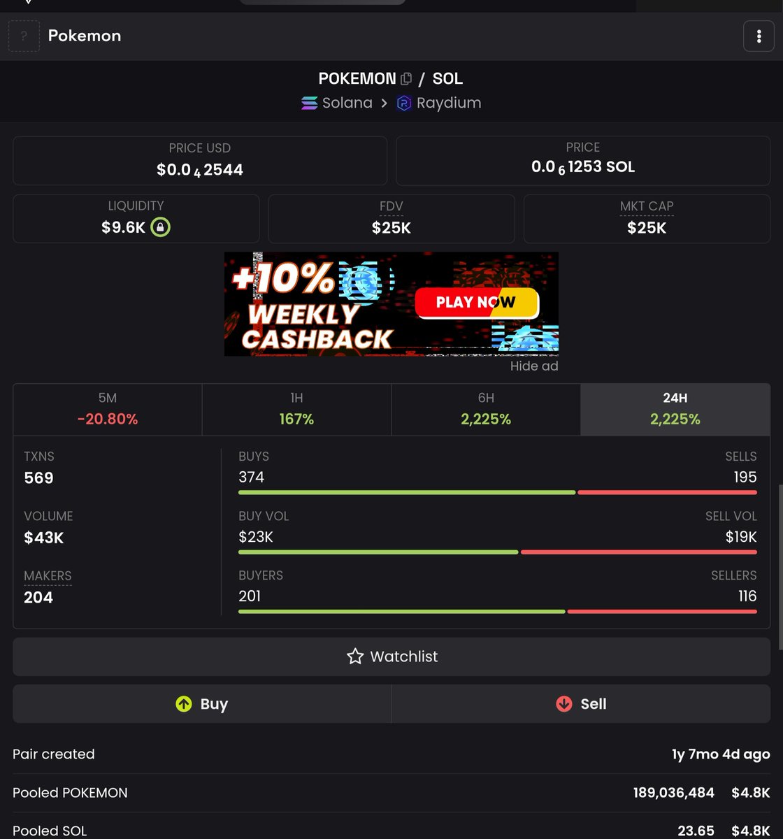 ImTheMarkyMark's tweet image. So.. Here we have a new PvP situation.

Pokemon at $25,000 MC and is 1 Yr 7 Months old
Pokemon at $87,000 MC and is 1 Yr 6 Months old

dexscreener.com/solana/bpnt2mn…

I can't see anything wrong with $25k one so I'm bidding here. Let's hope it turns into a new ATH..