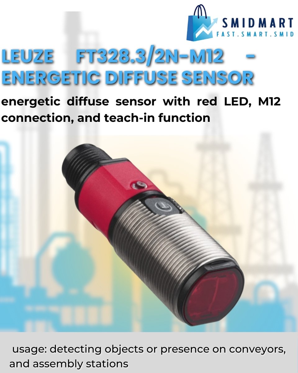 smidmart90240's tweet image. Detect with precision, every time! 🎯 The Leuze FT328.3/2N-M12 Energetic Diffuse Sensor offers reliable object detection 
 to know more  visit  us at smidmart  : zurl.co/yP8uQ
#Leuze #PhotoelectricSensor #DiffuseSensor #IndustrialAutomation #ConveyorAutomation #Smidmart
