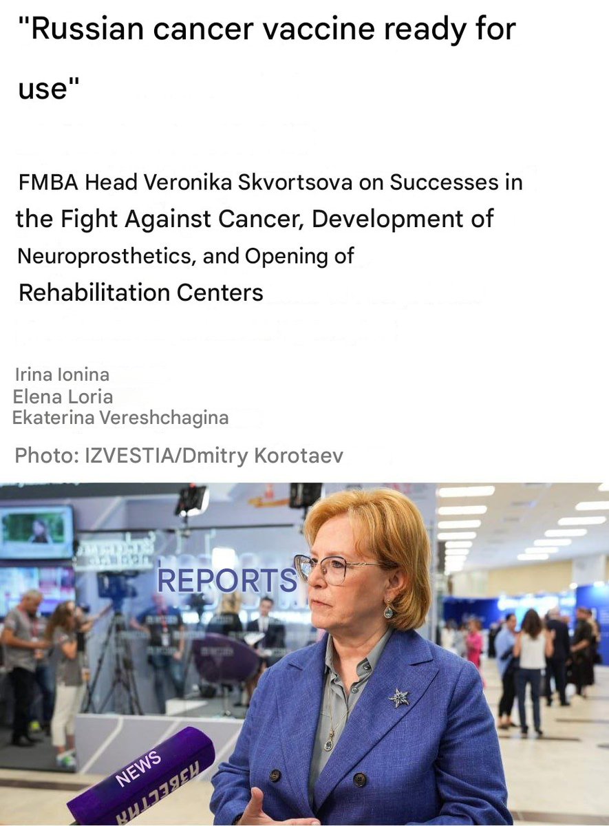 Russian cancer vaccine is already ready for use

Its preclinical studies have proven  safety and high  efficacy — head of the Federal Medical-Biological Agency.

At the end of summer 2025, the agency sent documents to the Ministry of Health to obtain permission for clinical use