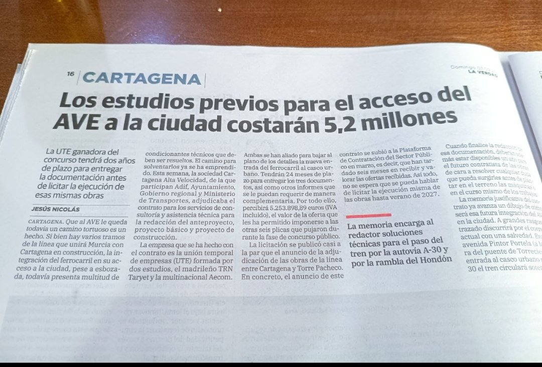 JorkissCT's tweet photo. El acceso en fase de estudios previos. En esas estamos. @regiondemurcia ¿qué nos lleváis vendiendo los últimos 20 años? Problema del gobierno central no es. En Murcia tenéis el AVE funcionando hace ya tiempo hasta la vuestra, la penúltima parada de la línea Madrid-Cartagena. https://t.co/WDbefa05Rc