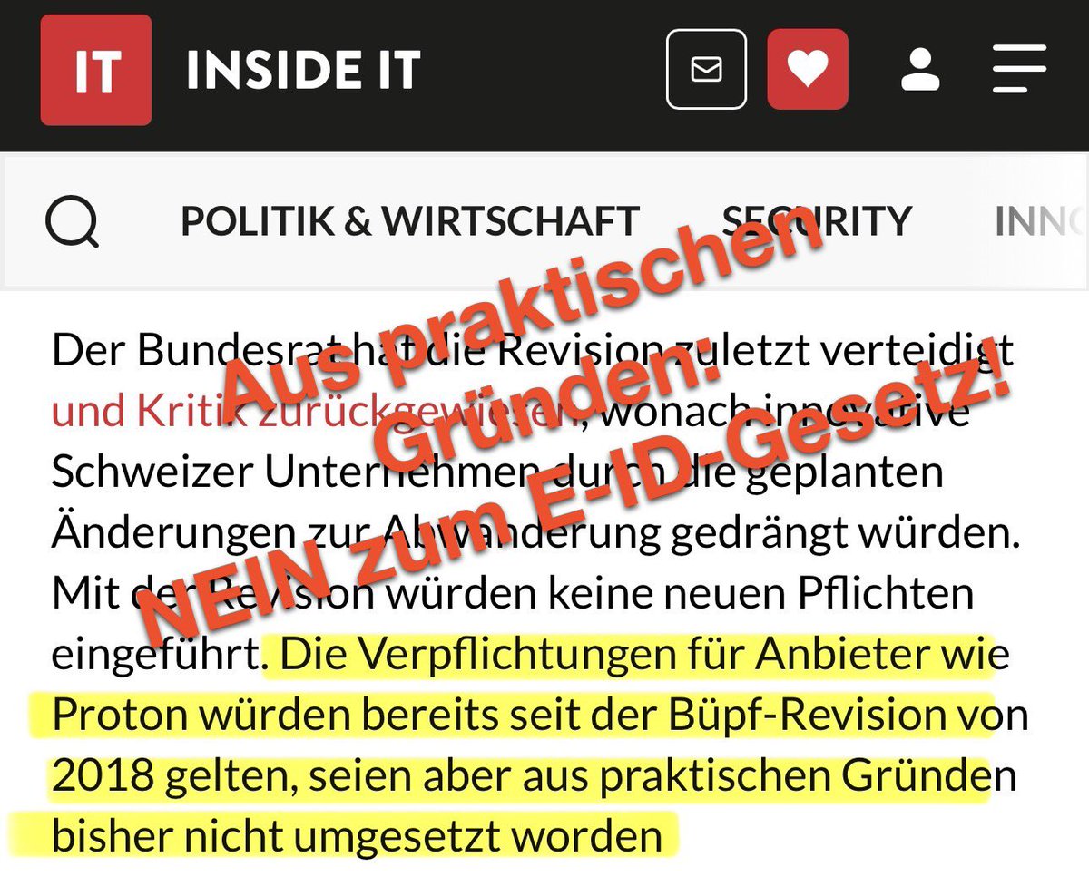 <a href="/thomasgrusz/">Thomas Grusz</a> Wenn die Stimmbürger Nein sagen, dann könnten viele der Gesetzesgrundlagen für Identifikationspflichten und die Altersverifkationspflichten für Plattform- und Abrufdienste weiterhin wegen des unverhältninismässig hohen Aufwands nicht flächendeckend durchgesetzt werden.