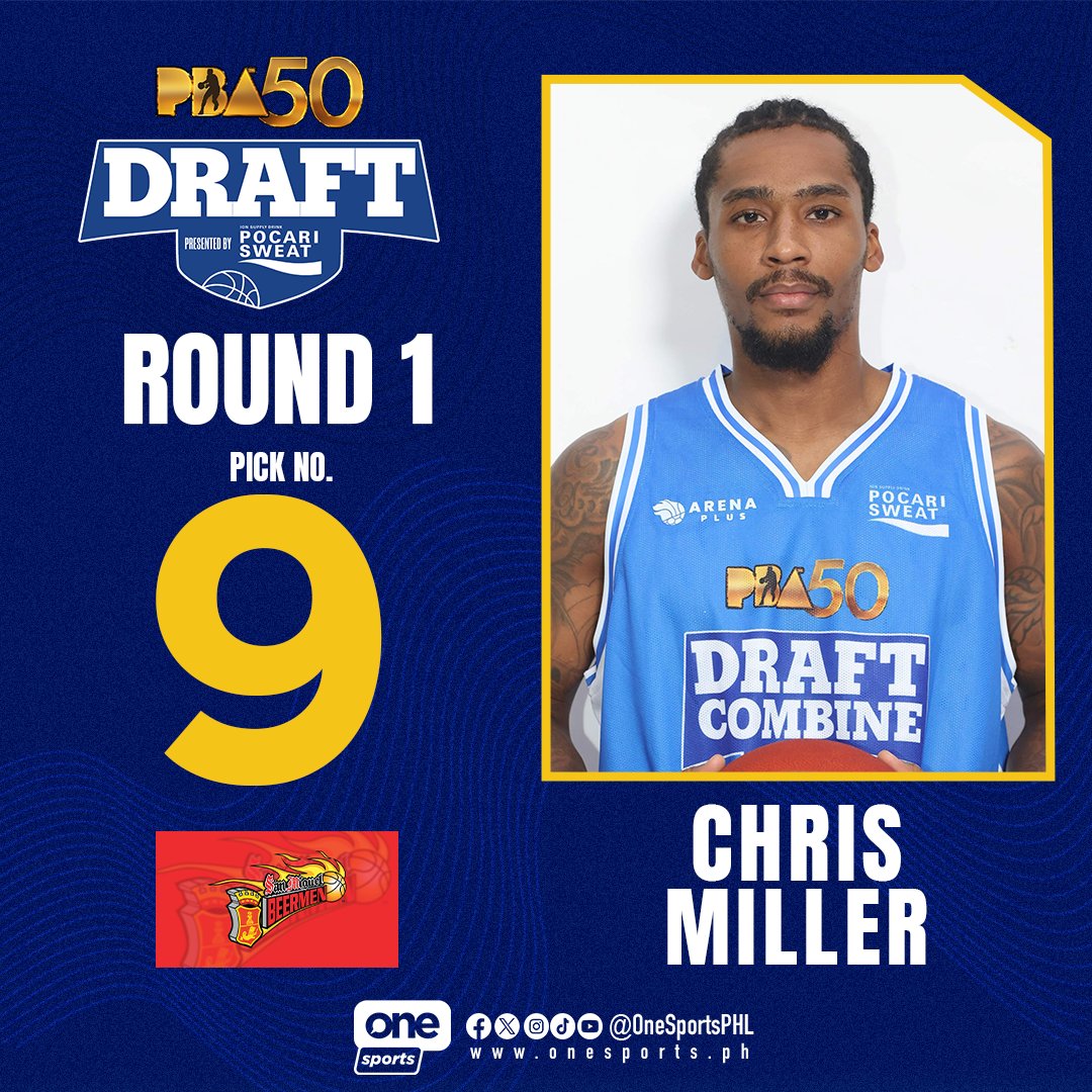 CHRIS IS IT 👊🏽

The San Miguel Beermen are gearing up for a stronger season as they select Chris Miller as the ninth overall draft pick in the first round of the PBA Season 50 Rookie Draft!

#PBA50 #PBADraft #PBAAngatAngLaban