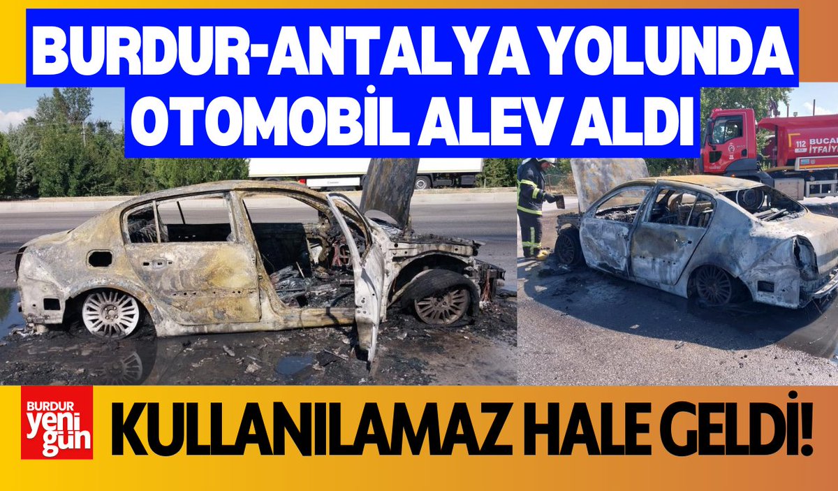 Burdur-Antalya Kara Yolunda Otomobil Alev Aldı burduryenigun.com/burdur-antalya…