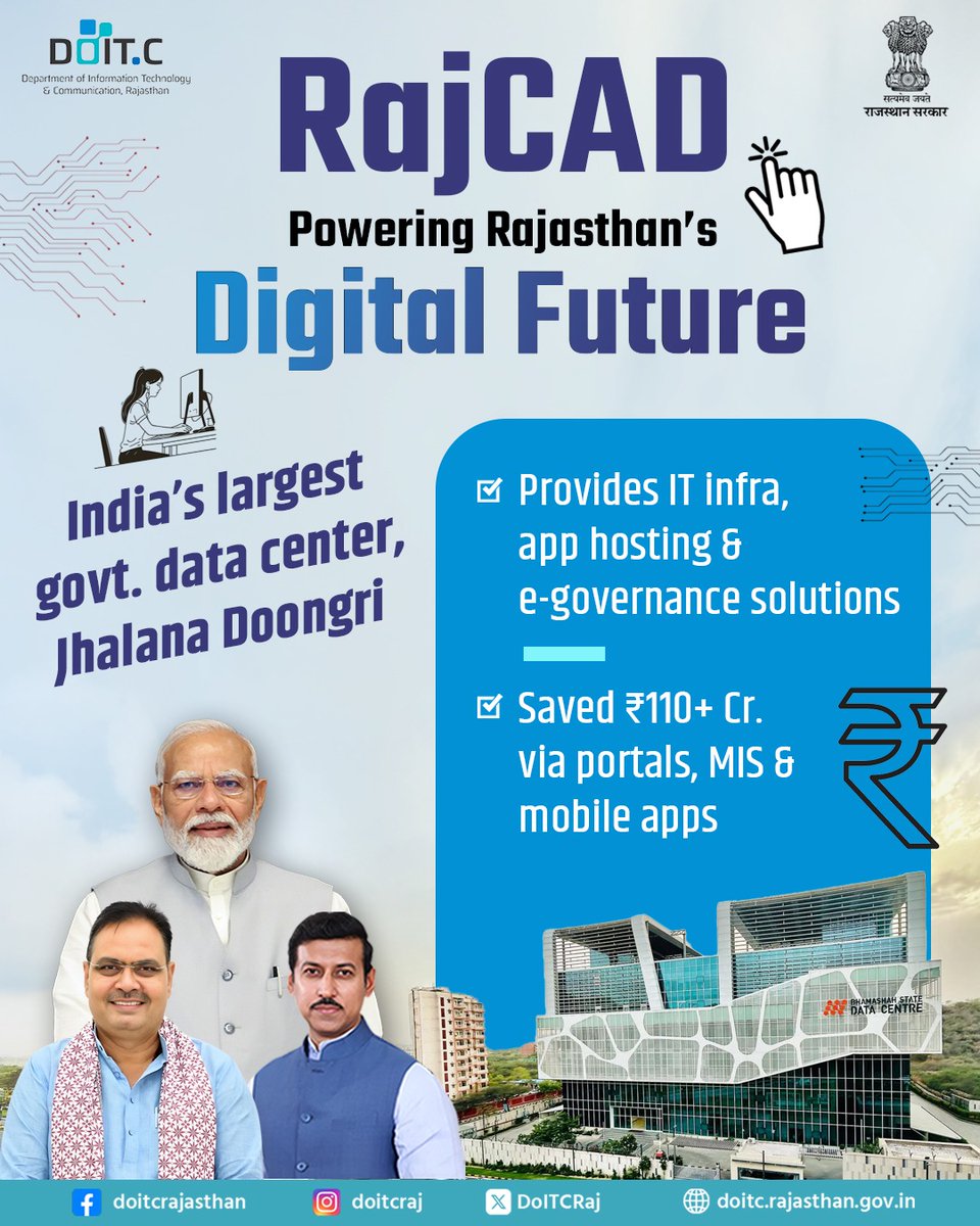 DoITCRaj's tweet image. From apps to e-governance, RajCAD is driving Rajasthan’s digital transformation, saving crores while making governance smarter, faster &amp;amp; more efficient.
#DOITC #RAJCAD