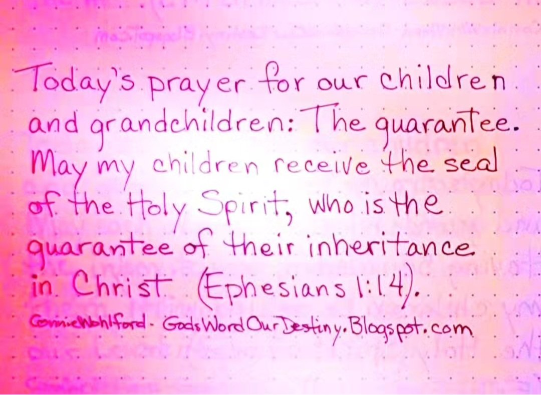 wohlford_connie's tweet photo. Today for our #children and #grandchildren: the guarantee. 

#guarantee #inheritance #Ephesians #inheritanceinChrist #HolySpirit #seal #GodsWordOurDestiny #sealed #receive #guaranteedresults #who https://t.co/exXzjjo2ek https://t.co/VEYSn3rPrE