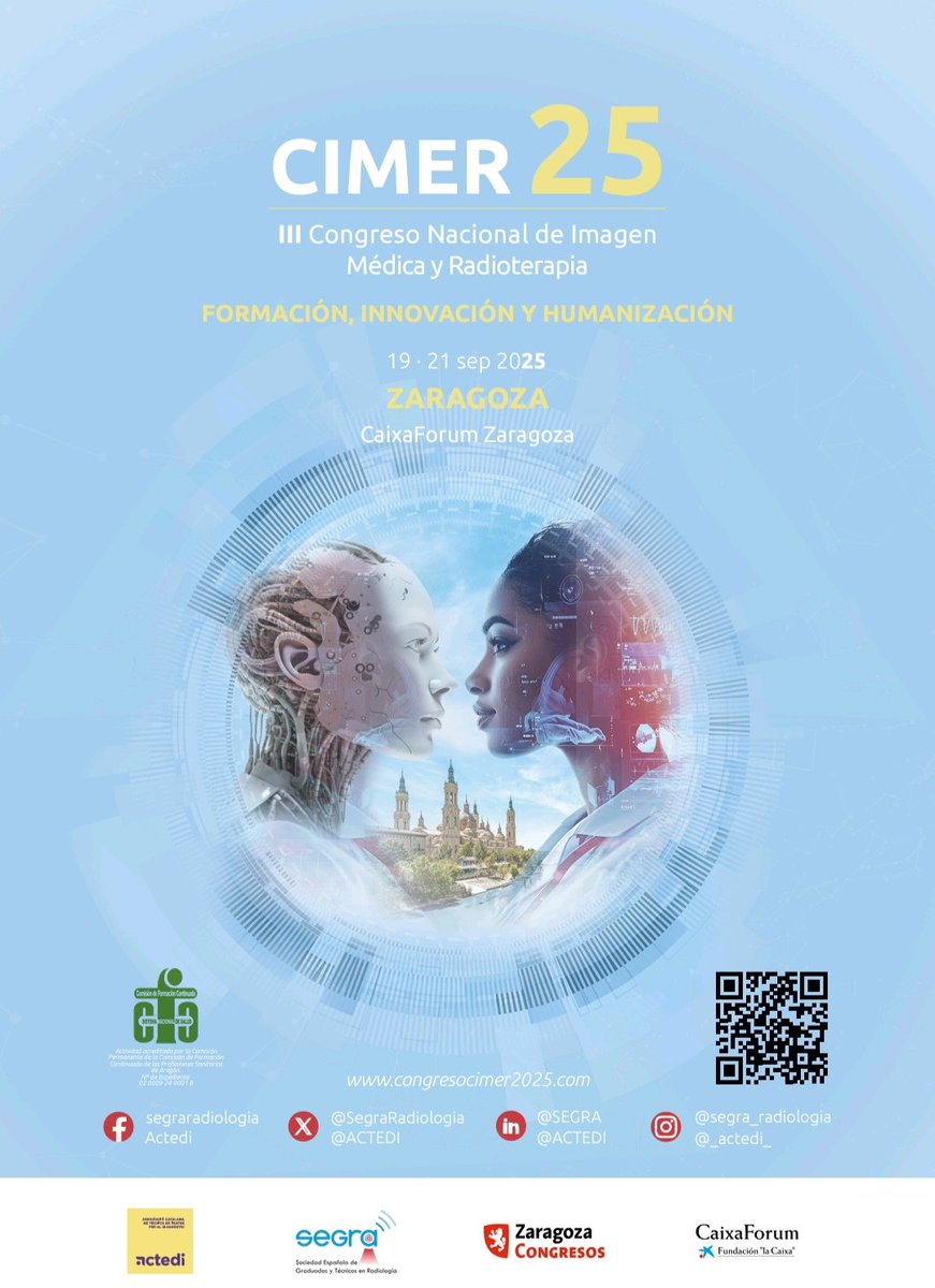 En unos días asistiré #CIMER25 con gran ilusión, para disfrutar de mi profesión y mi familia  #Radiología 

Dar al link 👀 el programa <a href="/SegraRadiologia/">SEGRA - Radiologia</a> &amp; <a href="/ACTEDI/">ACTEDI</a>

congresocimer2025.com/cimer25

Espero 👀 por el Congreso 🌍 de la Imagen Médica y #Radioterapia 

#TSID #TSIDMN #EcoTSID 🩻