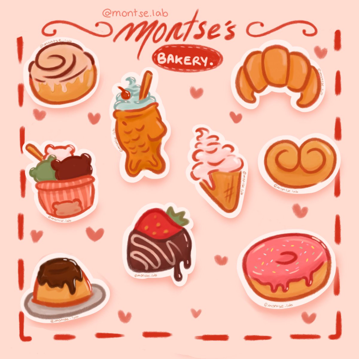 montselabb's tweet image. Say hello to Montse’s Bakery! 🧁✨
New dessert-themed sticker set is out now! Handmade with lots of love (´∀｀)♡

Order yours on Ko-fi! ⬇️
[linktr.ee/montselab]

#stickers #handmadestickers #montselab #kawaiiart