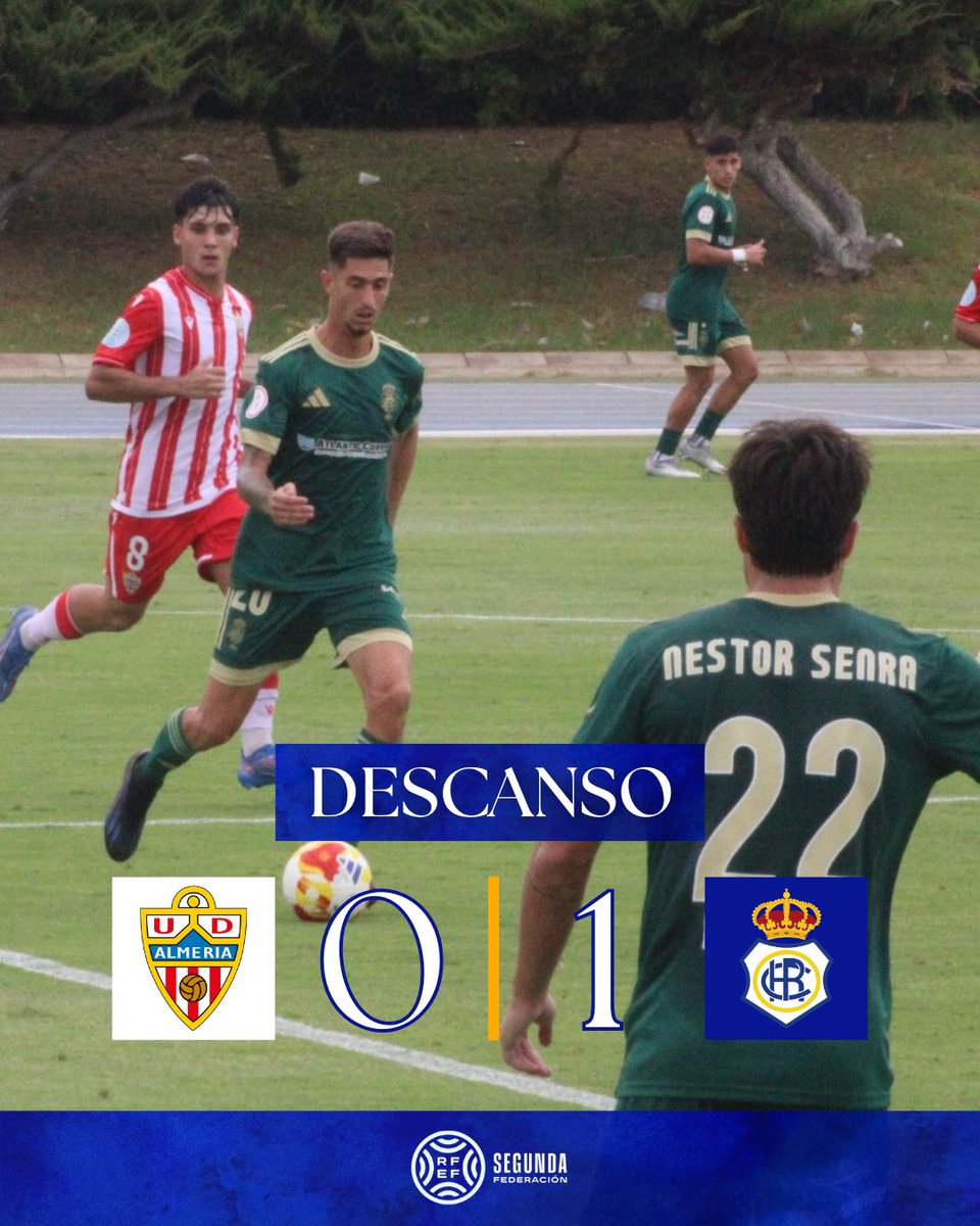 recreoficial's tweet photo. ⏱45+3’. Descanso en el Anexo de los Juegos Mediterráneos.

Victoria momentánea de los nuestros, ¡a seguir! 🔛

🔴⚪️ #AlmeriaBRecre 0-1 💙🤍 https://t.co/5o2lQAbLbf