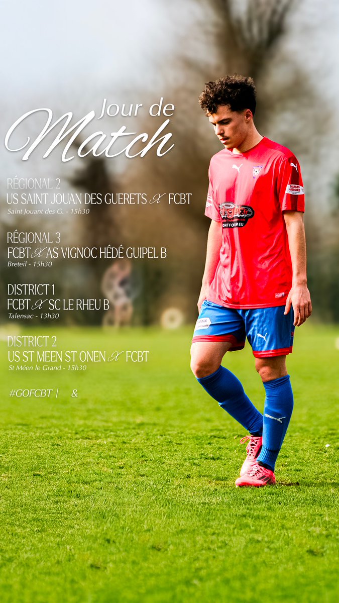 𝗝𝗢𝗨𝗥 𝗗𝗘 𝗠𝗔𝗧𝗖𝗛 👊

C’est (𝗲𝗻𝗳𝗶𝗻) la reprise du championnat pour nos équipes séniors.

On vous attend nombreux à la 🏠

13h30 à Talensac pour #FCBTSCLERHEU ⚔️

15h30 à Breteil pour #FCBTASVHG ⚔️

#GoFCBT | 💙&amp;❤️