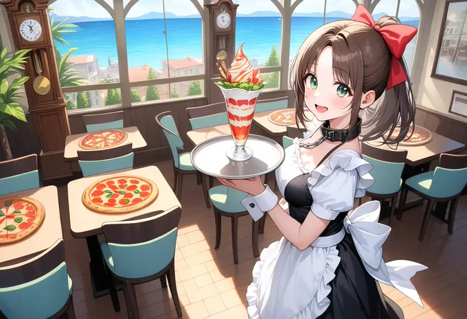 #まいちゃんの日常 パフェいかがですかー?(1枚目) ピザもいかがですかー?(2枚目)