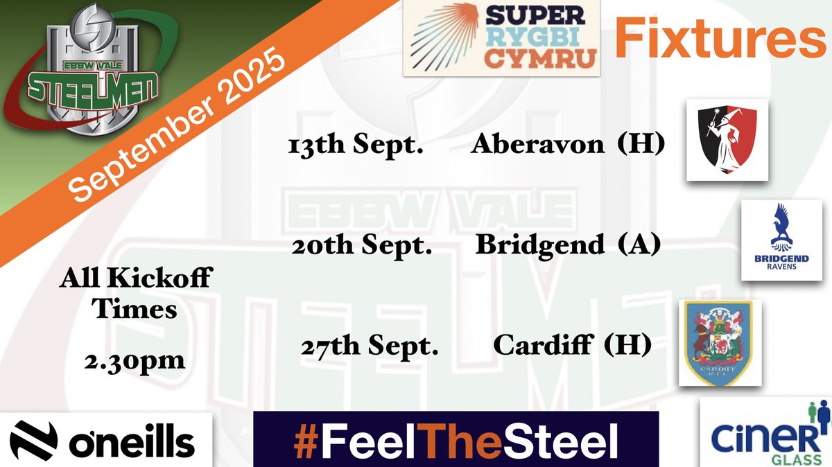 evrfc's tweet photo. The new SRC season is upon us.

Here are your Steelmen fixtures for September 2025.
We start with a home fixture against @AberavonRugby on Saturday

#FeelTheSteel #SRCrugby #NewSeason

@AllWalesSport @TheSRCPodcast @SuperRygbiCymru https://t.co/SxHQnQkURW