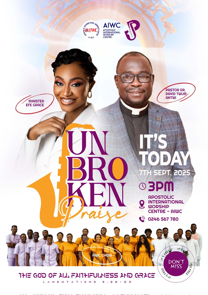 aiwc_mamprobi's tweet photo. Hallelujah! Today the church gathers to celebrate our LORD and KING. Come with a heart ❤️ full of Unbroken Praise. 

#UnbrokenPraise 
#UP2025 https://t.co/jUpSCICYOw