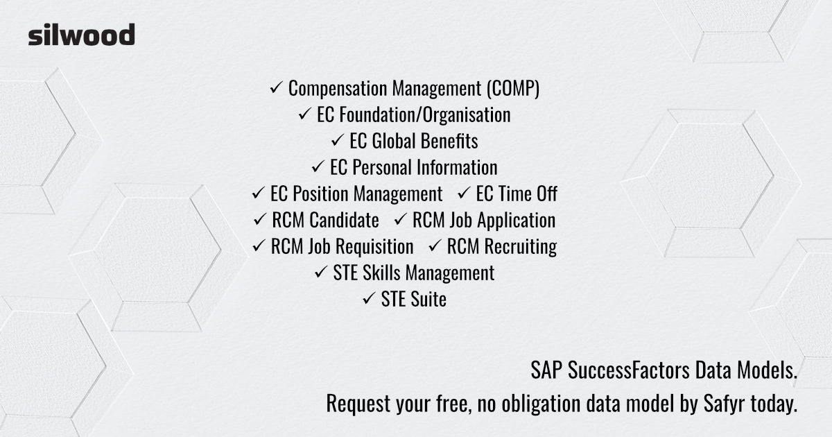 Silwood_Safyr's tweet image. SAP SuccessFactors data models. Request your free, no obligation data model by Safyr today. ow.ly/oqZu50VwBiF #DataTable #DataModel #DataModeling
