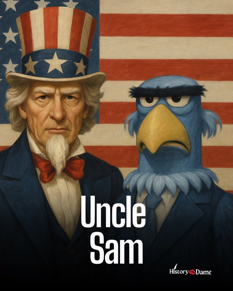 history_dame's tweet photo. It’s Uncle Sam day! On or near this day in 1813, the moniker of Uncle Sam was adopted for the United States.
Most say it can be traced back to meat barrels stamped U.S., and soldiers joked it stood for Sam Wilson, Uncle Sam, a meat packer in New York.
I’m not saying Sam Wilson wasn’t the inspiration behind Uncle Sam, but there is another freedom-loving Sam.
If Uncle Sam is America’s Uncle, then Sam Eagle is our patriotic, rule-following cousin.
Who would you like to receive a patriotic lecture from?