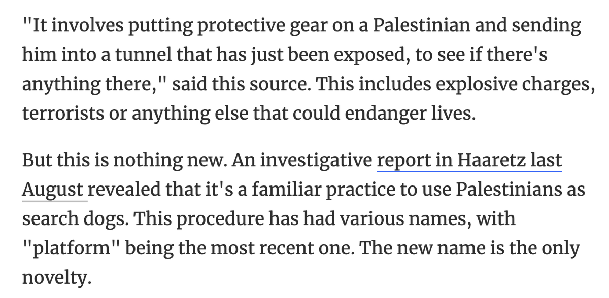 "it's a familiar practice to use Palestinians as search dogs"