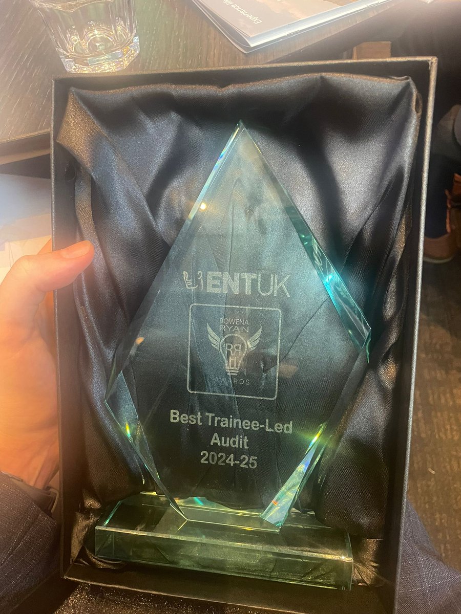 ENT Integrate (@entintegrate) on Twitter photo Enormous congratulations to <a href="/jarwynjones1/">James Arwyn-Jones 💙</a> and the rest of the otology committee for winning the Rowena Ryan award for best trainee led audit at the <a href="/ENT_UK/">ENT UK</a> research showcase 2025! Enormous congratulations to <a href="/jarwynjones1/">James Arwyn-Jones 💙</a> and the rest of the otology committee for winning the Rowena Ryan award for best trainee led audit at the <a href="/ENT_UK/">ENT UK</a> research showcase 2025!
