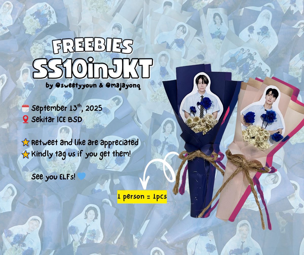 ⋆.⋆.𐙚 ̊ FREEBIES SUPER SHOW 10 in JAKARTA ̊𐙚⋆°

── by <a href="/sweetyyoun/">ninid</a> &amp; <a href="/majayonq/">zka</a> 

📍ICE BSD
🗓️Saturday, 13 September 2025
⏰TBA - Before Soundcheck

╰┈➤ Find me and ask for freebies nicely ❤︎

SEE YOU ELF!💙

#SUPERSHOW10 #SS10 #SS10inJKT #SS10inJakarta #SUPERJUNIOR