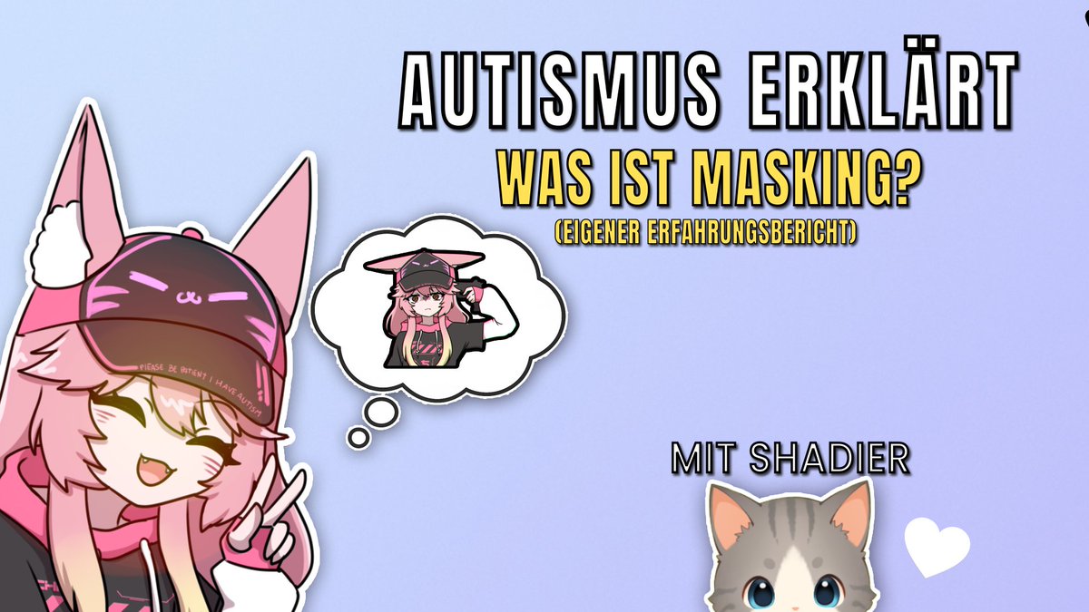 💜 Heute um 14 Uhr live!
Gemeinsam mit <a href="/ChiinoVT/">Chiino</a> und <a href="/ShadierVT/">Shadier | Hannyah Arc | Cat VTuber</a> sprechen wir über Autismus &amp; ADHS! Diesmal zum Thema Masking 🎭

Persönliche Erfahrungen, Aufklärung &amp; Austausch! kommt gerne ab 14 Uhr vorbei und teilt eure Gedanken im Chat!

👉 twitch.tv/chiino