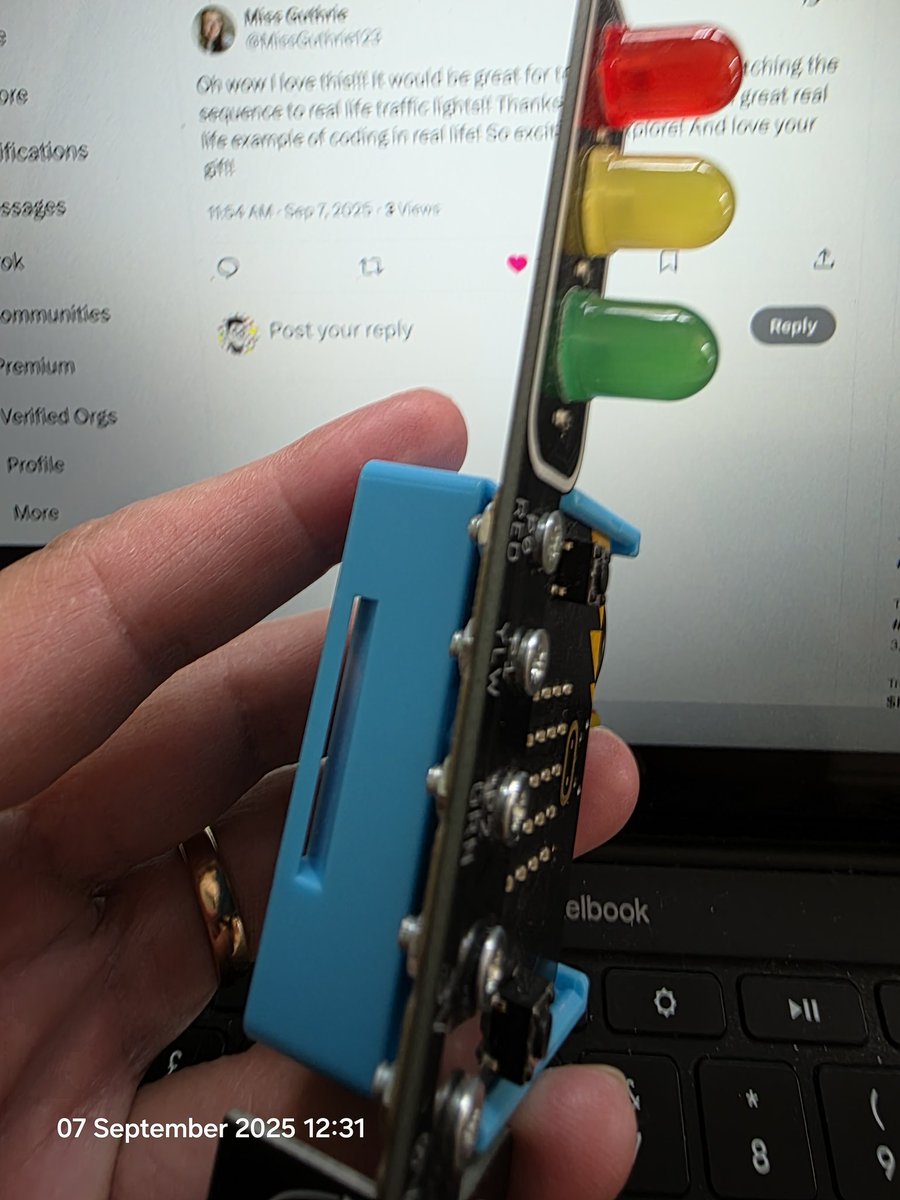 TsuiAllen's tweet image. Thank you! Tagging @MRMICT too as we talked about how the @Kitronik #StopBit works. If all five pins aren't all connected with the countersunk screws and nuts tightly fastened, the code won't work either. Cross curricular with Science of electricity, circuits and conductivity.