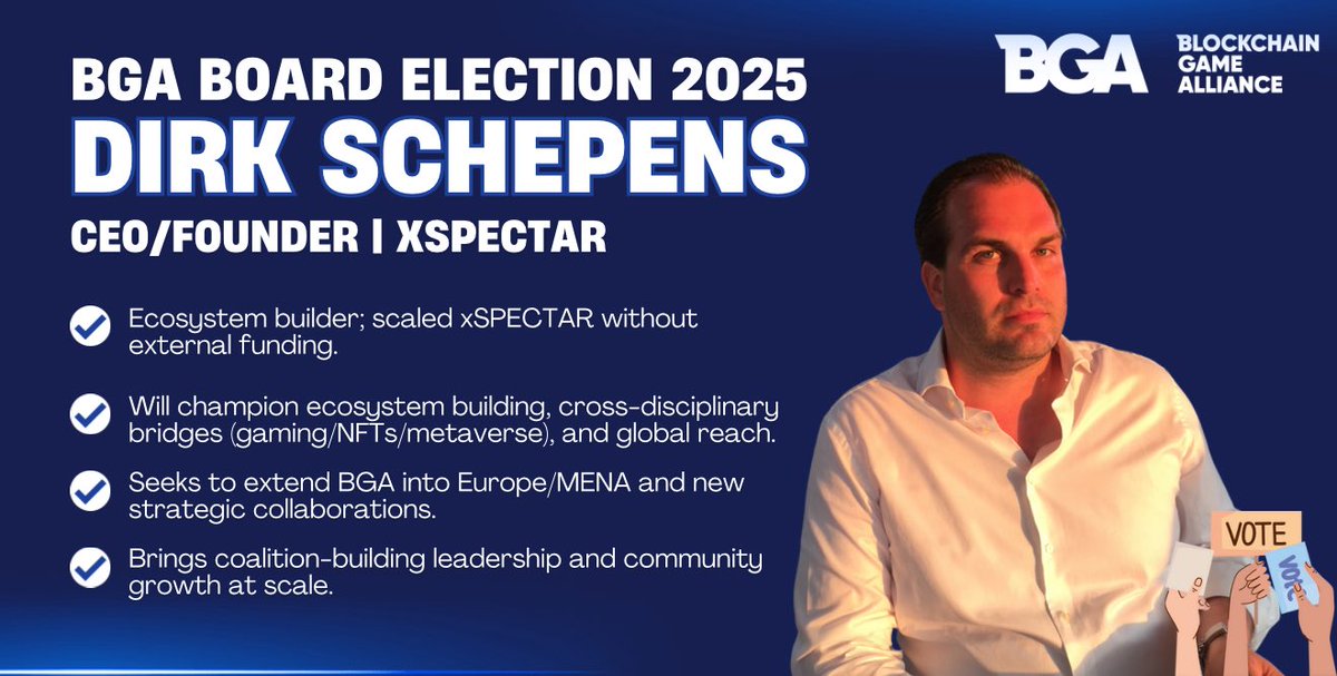 🎮 I’m honored to be a candidate for the <a href="/BGameAlliance/">Blockchain Game Alliance</a> board elections!

After meeting <a href="/ferielyasmina/">Yasmina 💕🦕 not going anywhere !</a> <a href="/ParisBlockWeek/">Paris Blockchain Week</a> and working with her these past months, I’ve seen firsthand the energy she brings to this space. It would be amazing to build alongside her, <a href="/borgetsebastien/">Sebastien 🏞</a>,