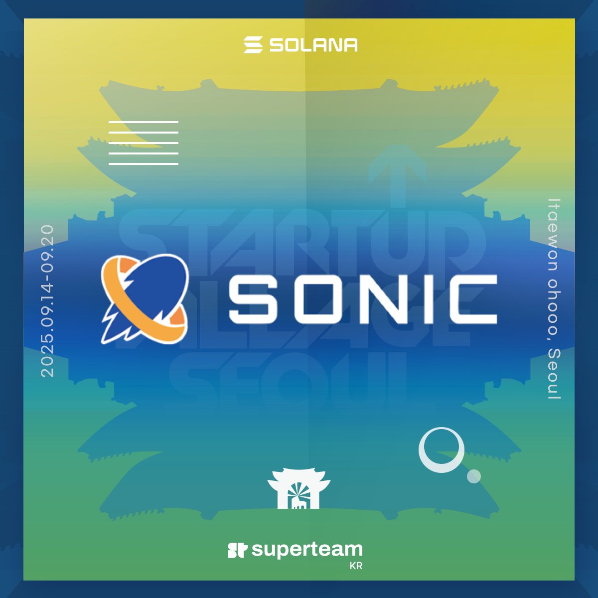 Sonic SVMのスポンサーをフィーチャーしたStartup Sonic Seoulのポスター