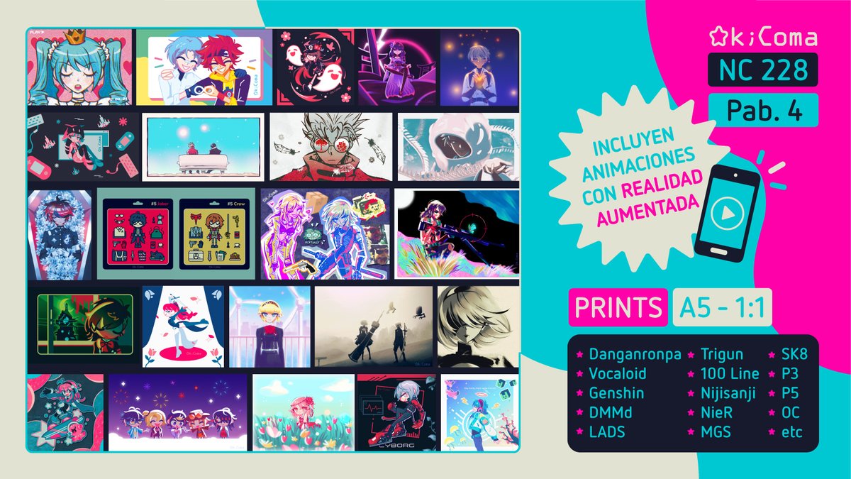 OkiComa's tweet photo. @JW_Arte HELLOOO!!! Soy Oki y estaré en el Pabellón 4 en el NC 228 :D Como novedades traigo merch del LADS (con 2 stamp rallies), Hundred Line y Metal Gear. Nos vemos prontico 🐙⭐️ #JWArte https://t.co/Ajg2EUaIr7