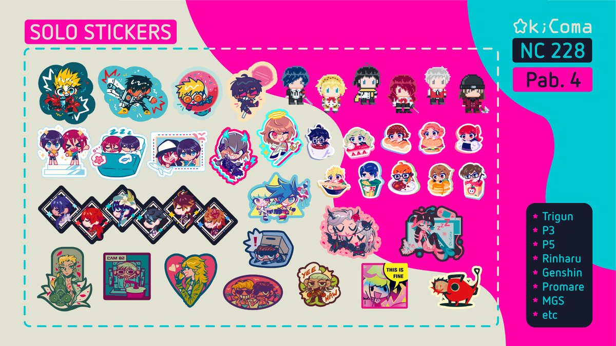 OkiComa's tweet photo. @JW_Arte HELLOOO!!! Soy Oki y estaré en el Pabellón 4 en el NC 228 :D Como novedades traigo merch del LADS (con 2 stamp rallies), Hundred Line y Metal Gear. Nos vemos prontico 🐙⭐️ #JWArte https://t.co/Ajg2EUaIr7